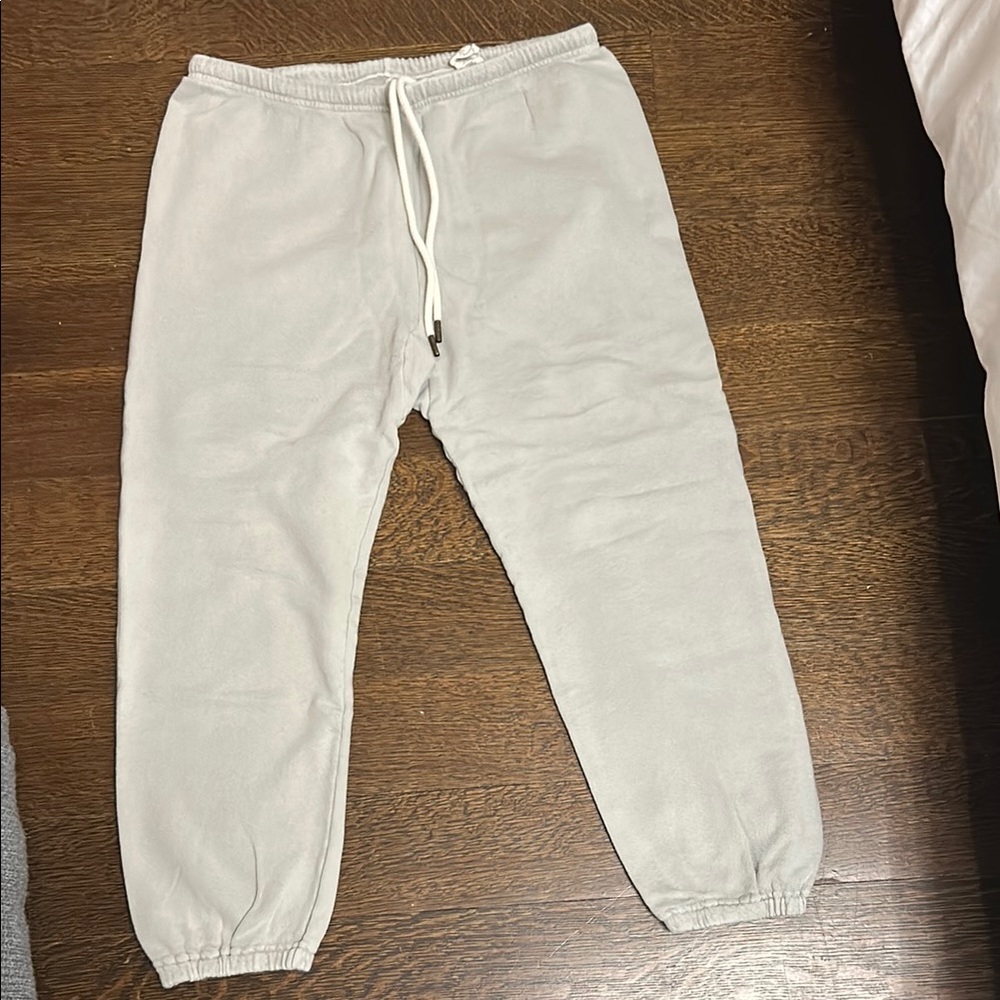 THE GREAT. Seafoam Green Cropped Sweatpants